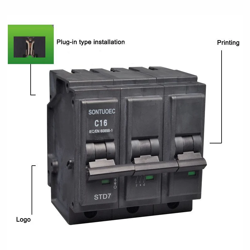 Plug yn type 3P Miniature Circuit Breaker MCB