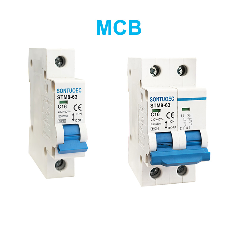 STM8-63 Miniature Circuit Breaker 6KA 1P 2P 3P 4P 16A 230 / 400V