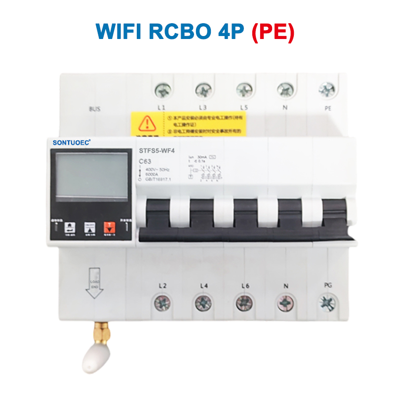 WiFi STFS5-63 Searje Multi-funksjoneel iot Intelligent RCBO Intelligent Circuit Breaker